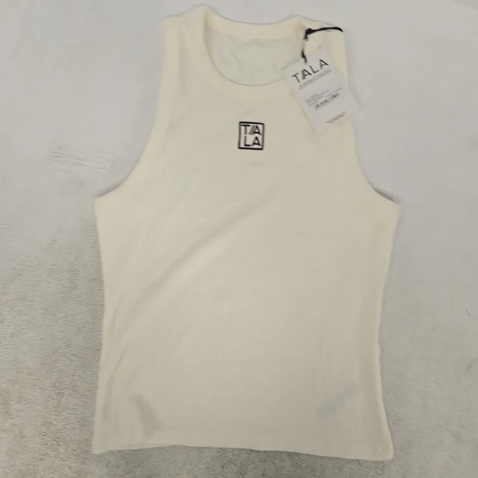 T/ALA 365 RIB LOGO RACER VEST IN COCONUT MILK SIZE MEDIUM