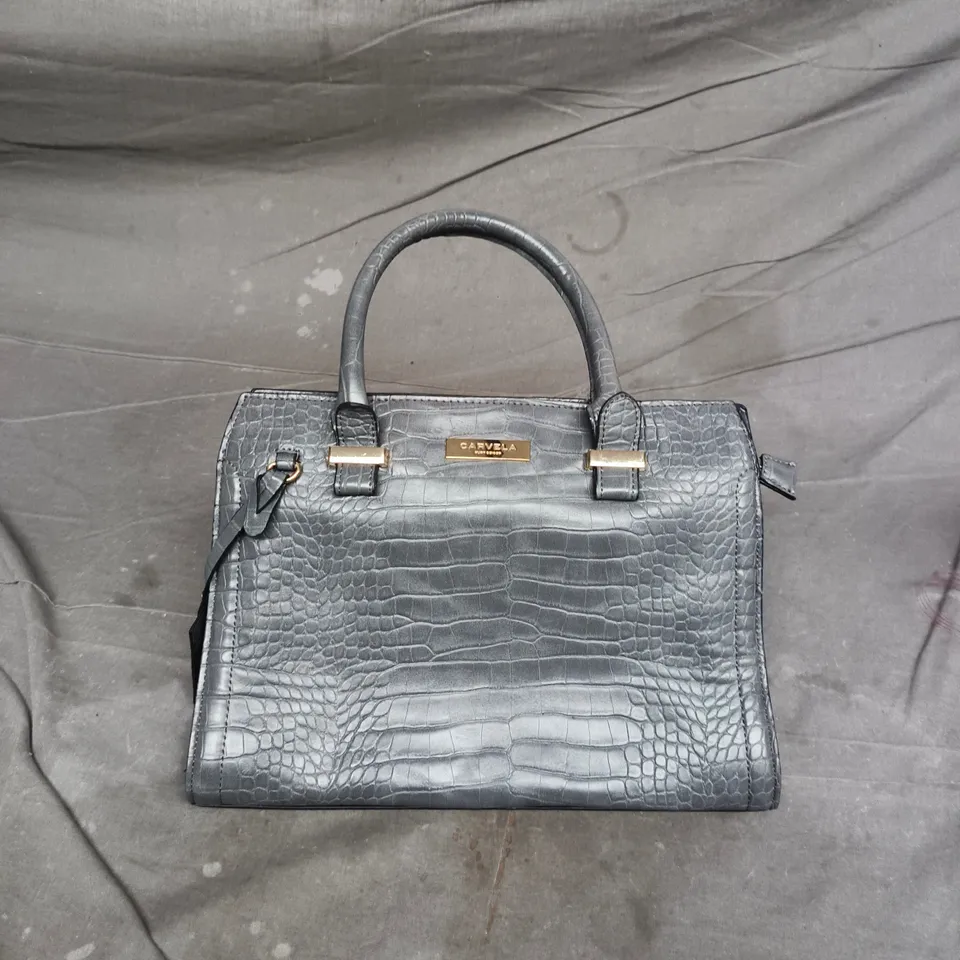 CARVELA LONDON KURT GEIGER GREY CROCODILE-EFFECT LEATHER HANDBAG