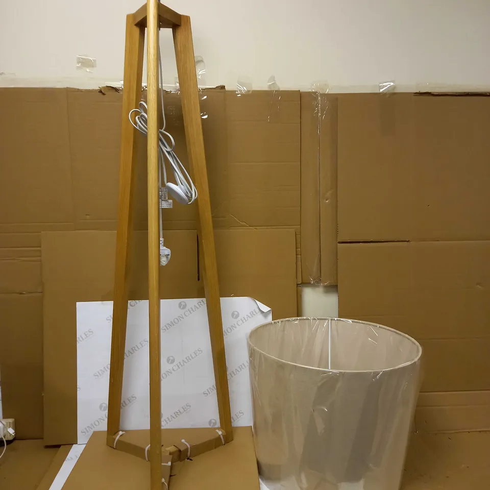 JOHN LEWIS TRINITY OAK LINEN SHADE FLOOR LAMP 
