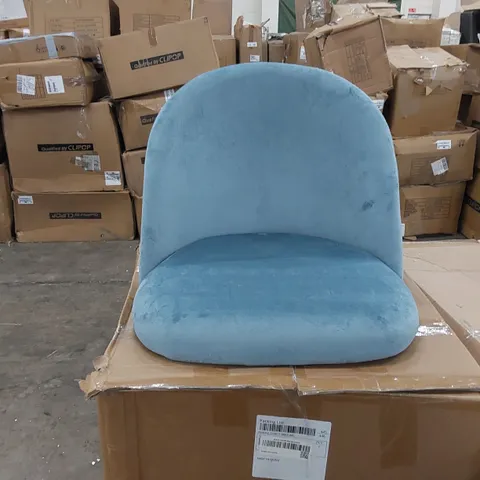 BOXED 2 LIGHT BLUE SUEDE CHAIRS (1 BOX)