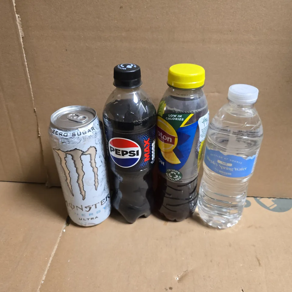 APPROXIMATELY 15 ASSORTED DRINKS TO INCLUDE SHEPLEY SPRING WATER, LIPTON LEMON ICE TEA, PEPSI MAX, ETC