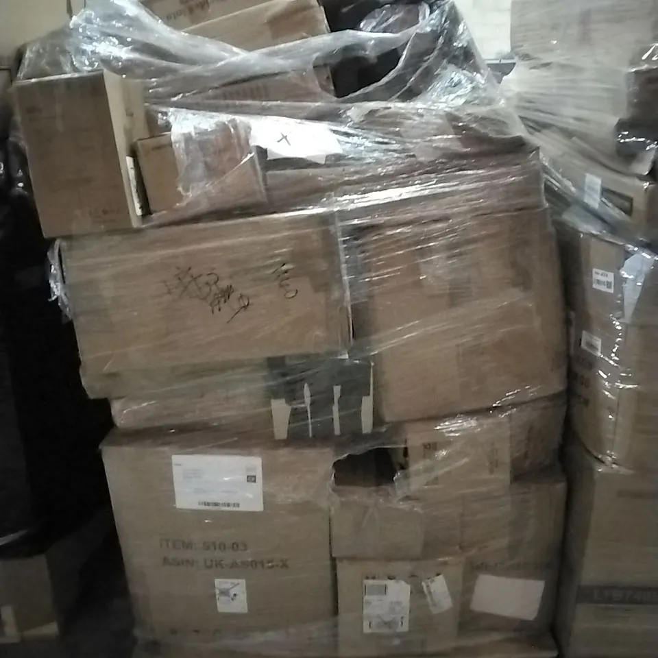 PALLET OF HOUSEHOLD ITEMS TO INCLUDE ELECTRIC KETTLE,  PORTABLE HANGING FAN,  CREPE PAN AND OTHER ASSORTED ITEMS...