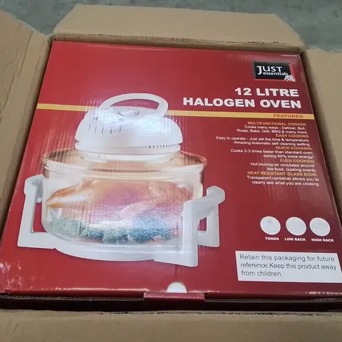 BRAND NEW BOXED JUST ESSENTIALS 12 LITRE HALOGEN OVEN