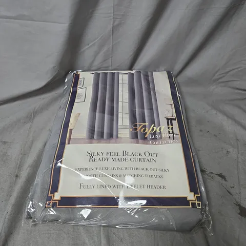 TOPAZ LUXE BOX OF 4 HOME COLLECTION EYELET CURTAINS IN GREY – BLACKOUT, FULLY LINED, 66 X 72 IN (168 X 183 CM)