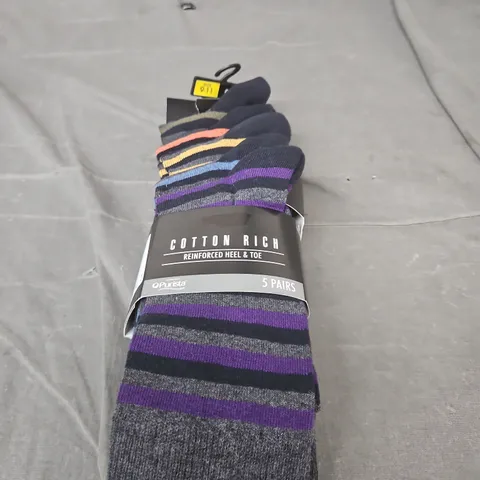 COTTON RICH SOCKS – 5 PAIRS, REINFORCED HEEL & TOE - SIZE 9-11