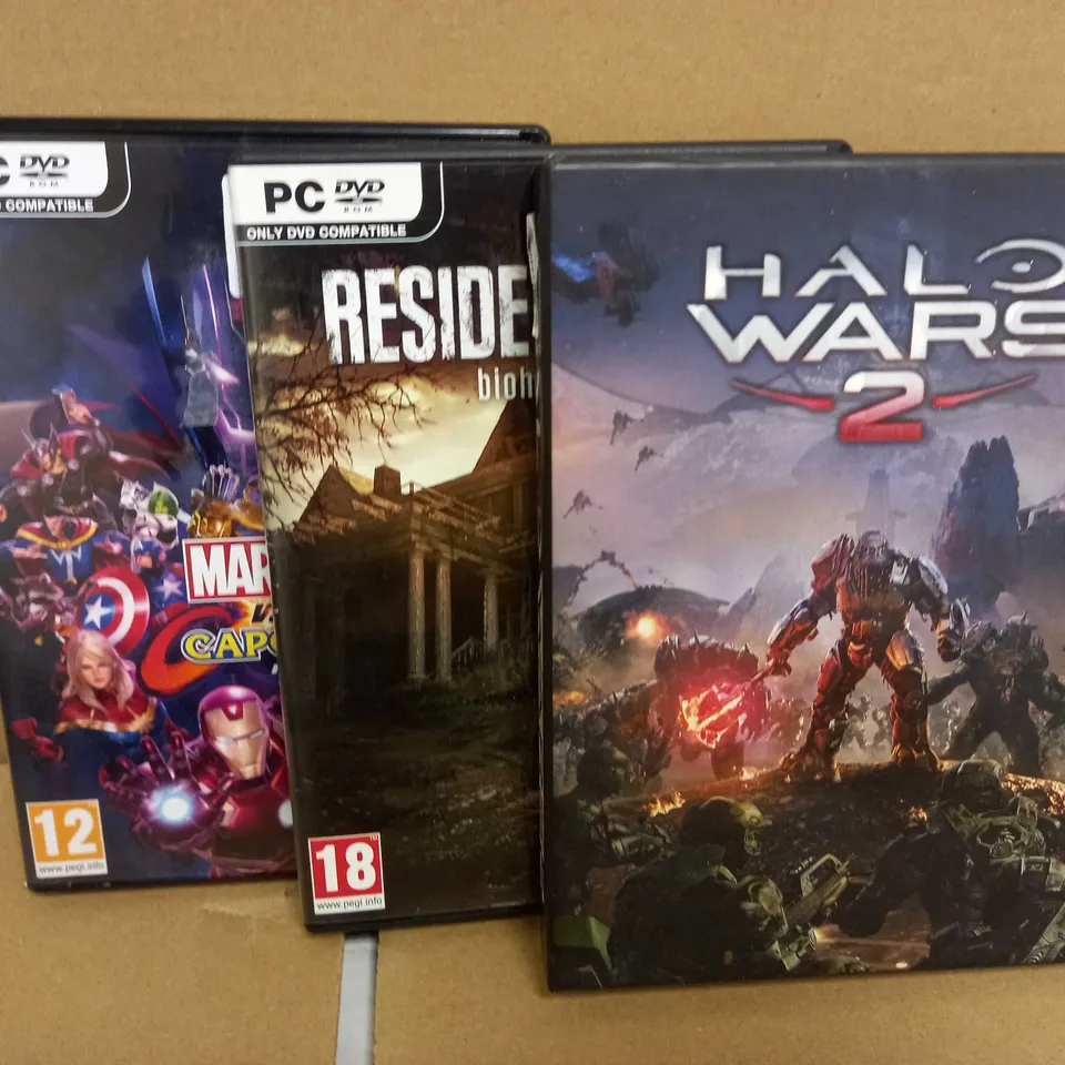 LOT OF 3 GAMES: HALO WARS 2, RESIDENT EVIL VIII BIOHAZARD, MARVEL VS CAPCOM