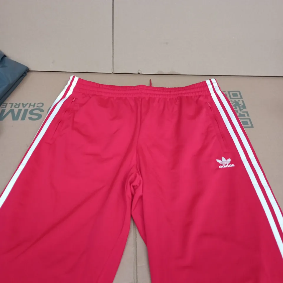 ADIDAS FIREBIRD TRACK PANTS - RED WITH WHITE STRIPES, UK 2XL - WITH TAG