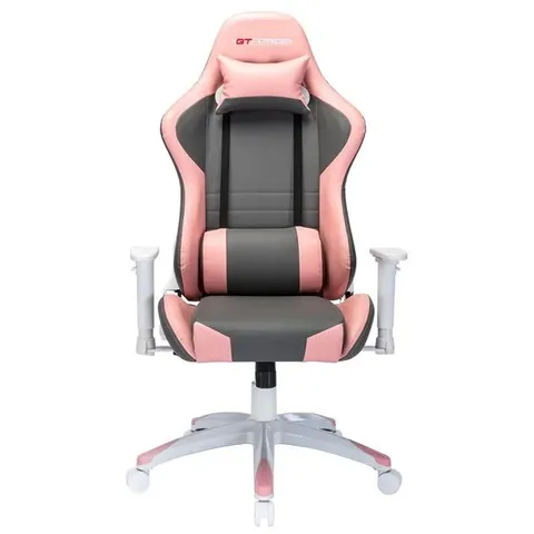 BOXED DESIGNER GT FORCE PRO GT LEATHER RACING SPORTS OFFICE CHAIR IN WHITE & PINK