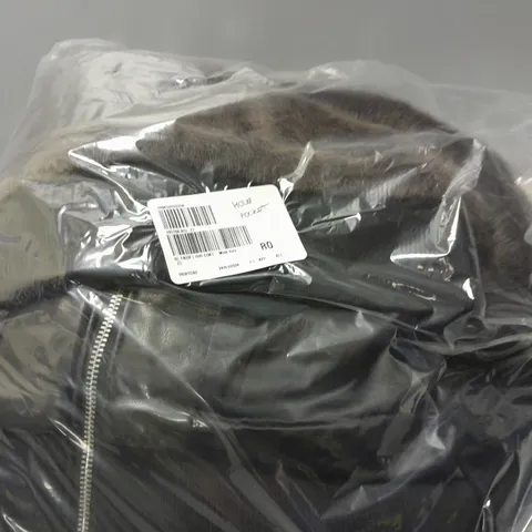 RUTH LANGSFORD FAUX LEATHER TRIM FAUX FUR BOMBER SIZE 22