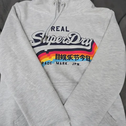 SUPERDRY LONG SLEEVE PULL OVER HOODIE IN GREY SIZE SMALL