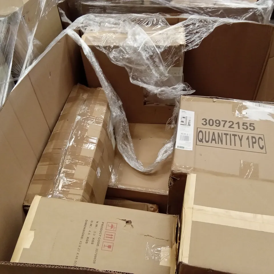 PALLET TO CONTAIN APPROXIMATELY 14 DESIGNER INDOOR LIGHTING PRODUCTS TO INCLUDE; CEILING LIGHTS, WALL LIGHTS, FLOOR LAMPS ETC