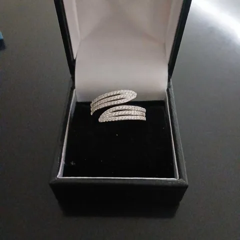 DIAMONIQUE 0.5CT TW COCKTAIL WRAP RING STERLING SILVER