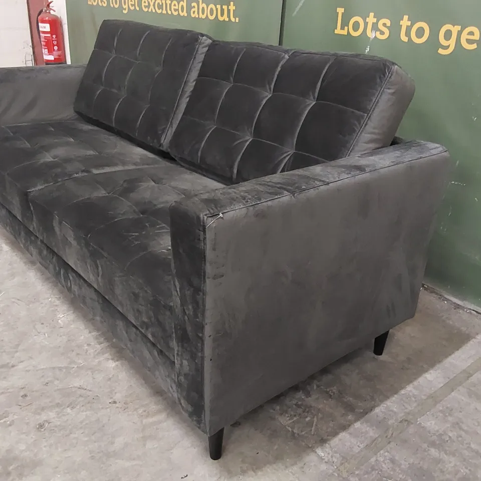 QUALITY DESIGNER 2-SEATER GREY VELVET SOFA 