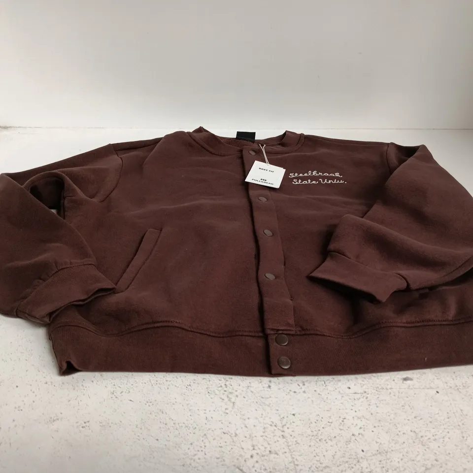 PULL&BEAR BOXY FIT BROWN CARDIGAN – UK L (MEN'S)