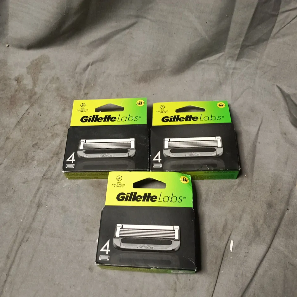 3 X GILLETTE LABS CHAMPIONS LEAGUE 4 PACK RAZORS