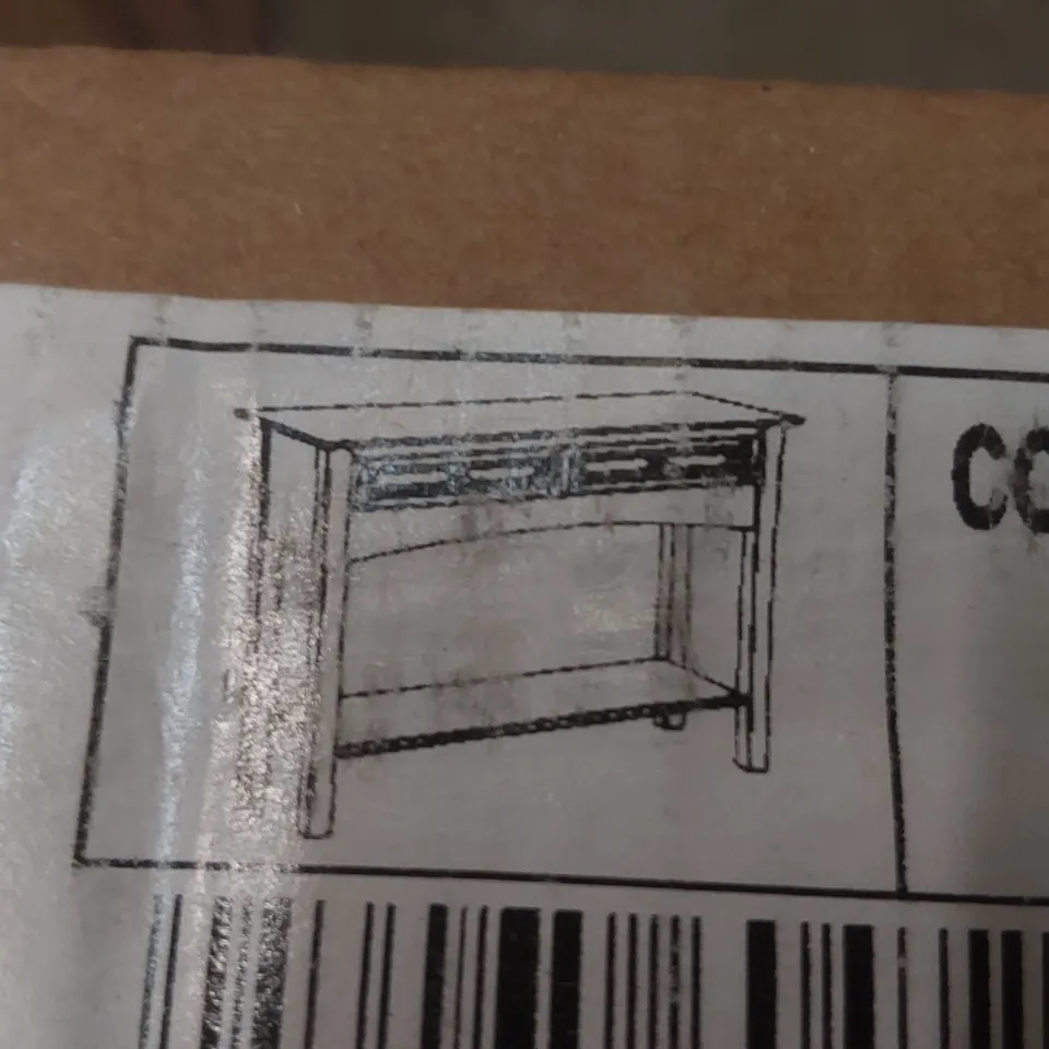 BOXED CORONA 2 DRAWER CONSOLE TABLE WITH SHELF - DISTRESSED WAX PINE