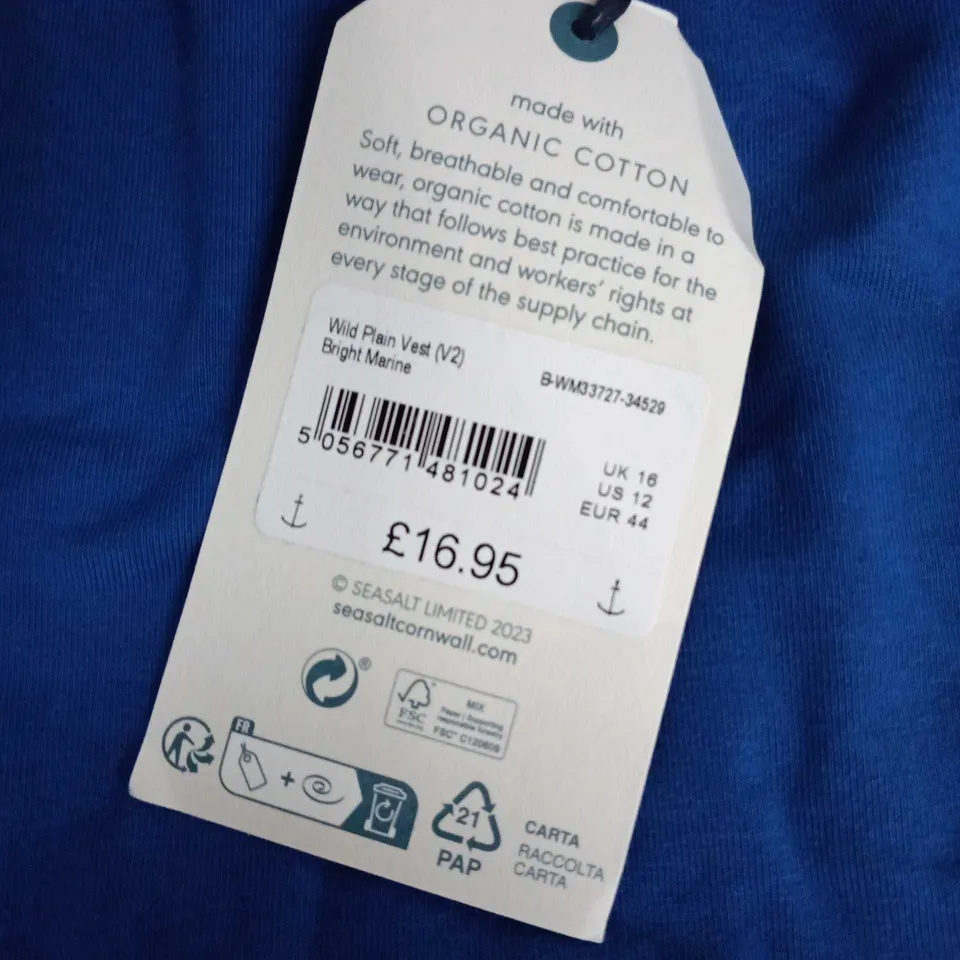 Seasalt Cornwall Wild Plain Vest (V2) – Bright Marine (UK 16)