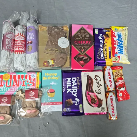 LOT OF 16 ASSORTED CHOCOLATE ITEMS TO INCLUDE TONYS CHOCOLATE, COCO CHEMISTRY BARS AND DAIRY MILK