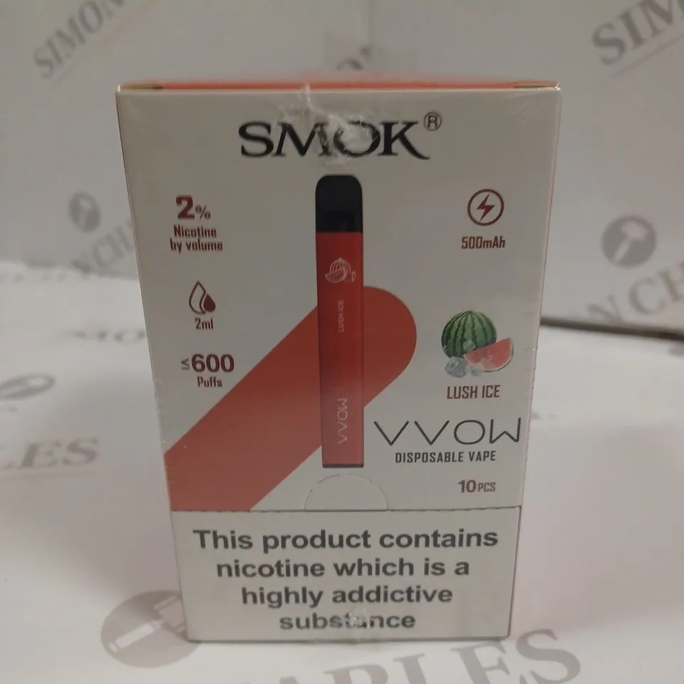 SEALED SMOK VVOW 10-PACK OF DISPOSABLE VAPES - LUSH ICE