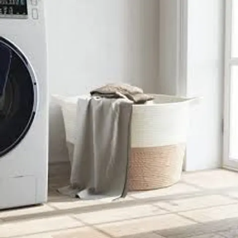 BOXED ADRIK COTTON LAUNDRY BASKET WITH HANDLES
