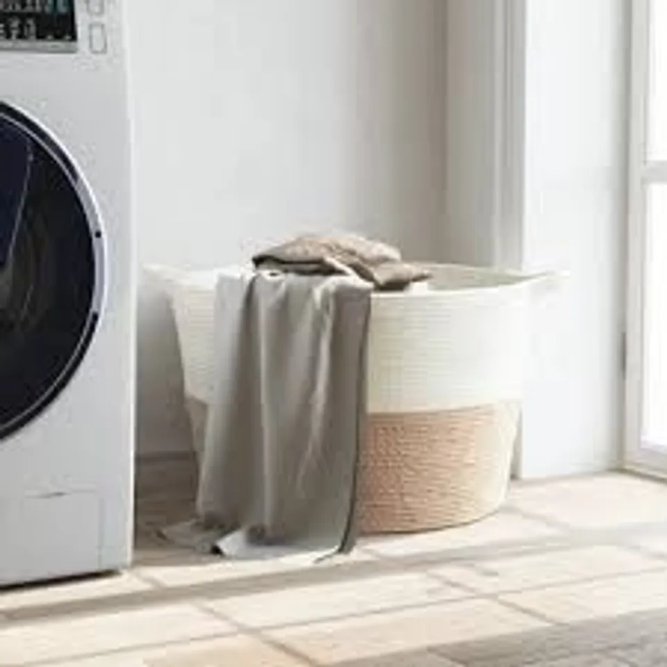 BOXED ADRIK COTTON LAUNDRY BASKET WITH HANDLES