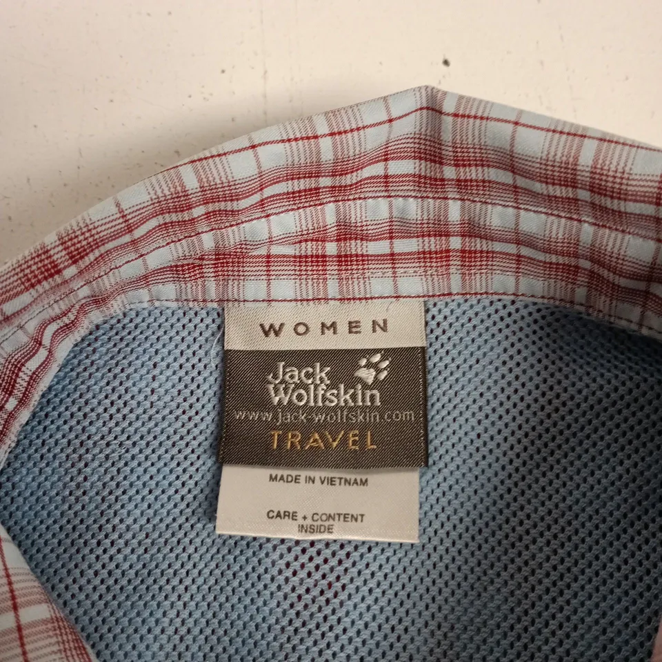 JACK WOLFSKIN TRAVEL SHIRT – WOMEN’S, PINK PLAID SIZE UK 12