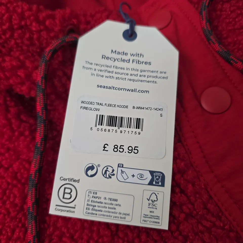 SEASALT CORNWALL RED FLEECE HOODIE – UK SIZE S