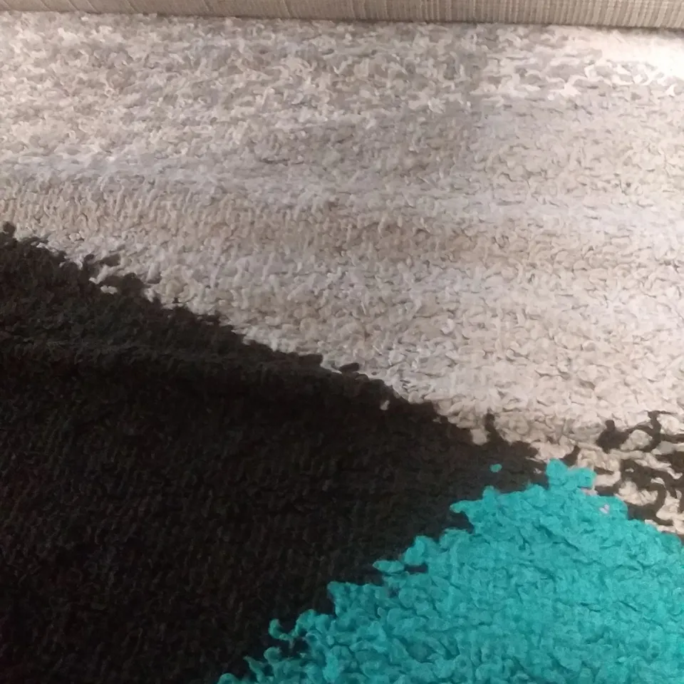 ALISSA SHAGGY GREY/TURQUOISE RUG - 156 X 200CM 