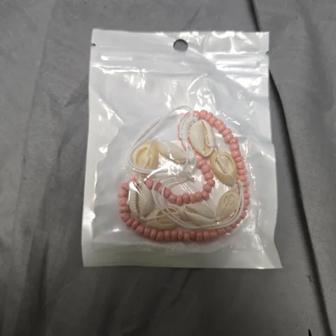 COWRIE SHELL & PINK BEAD BRACELET