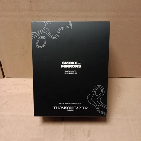 BOXED THOMSON CARTER SMOKE & MIRROR SANDALWOOD, MUSK AND LEATHER 50ML EAU DE PARFUM