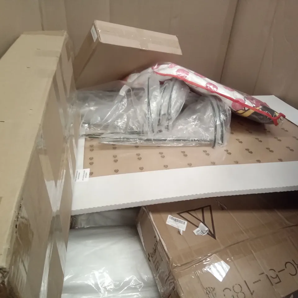 PALLET OF ASSORTED ITEMS INCLUDING ALUMINIUM FRAME WHITE BOARD, 2 TIER CHROME SHOE RACK , MYLEK 25L WATER URN, RING LIGHT, AIR MULTIPLIER TOWER FAN, RING LIGHT PHONE STAND 