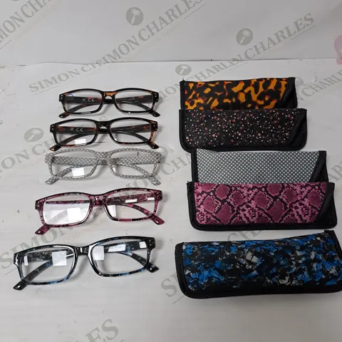 SET OF 5 HUMMINGBIRD READ GLASSES // FRAMES & CASES ONLY