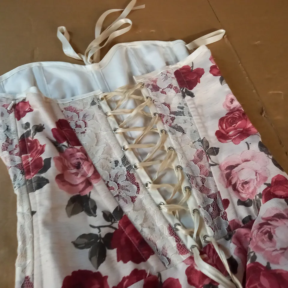 DIVA CREAM FLORAL CORSET DRESS - S/M