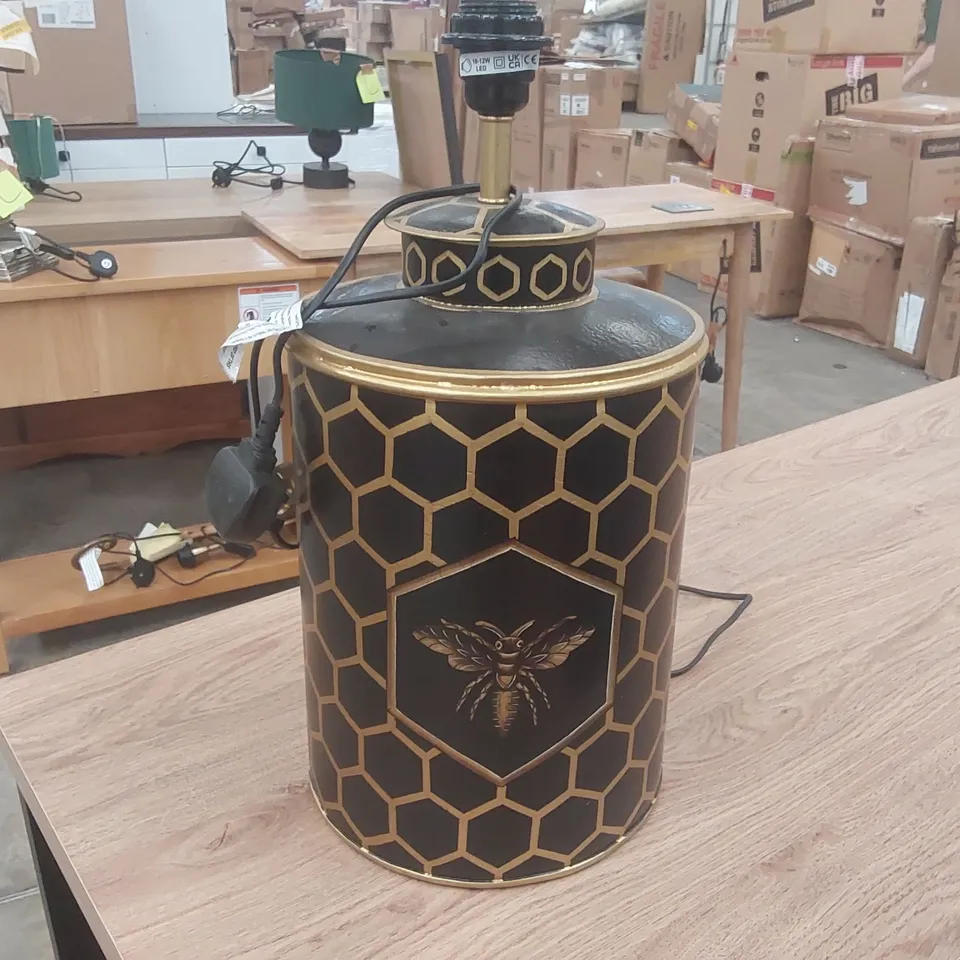AHANU HONEYCOMB AND BEE MOTIF 46CM TABLE LAMP BASE BASE COLOUR:BLACK