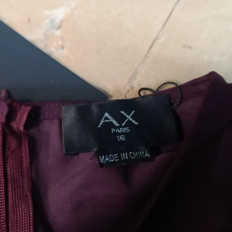 AX PARIS PLUM JUMPSUIT WITH BELT DETAIL - SIZE 16