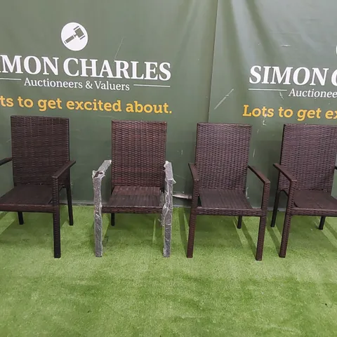 SET OF 4 CHOCOLATE MIX RATTAN CHAIRS
