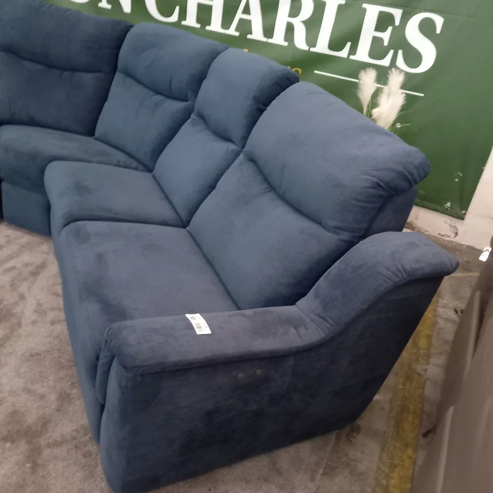 DESIGNER G PLAN FIRTH MONTILLA MIDNIGHT FABRIC CORNER SOFA WITH TWO RECLINING SECTIONS