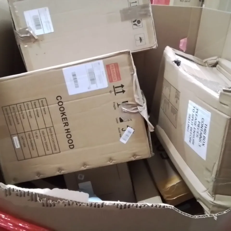 PALLET OF ASSORTED HOUSEHOLD GOODS AND PRODUCTS TO INCLUDE;COOKER HOOD,LUMBER SUPPORT PILLOW,CLOCK