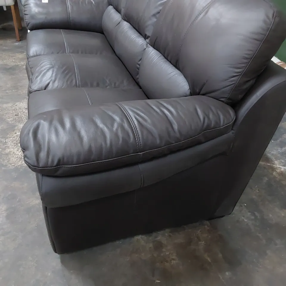 DESIGNER THREE SEATER SOFA CHARCOAL LEATHER 