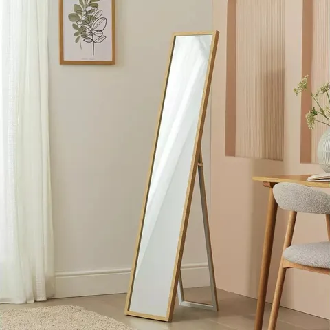 BOXED ARGOS HOME OAK EFFECT FREE STANDING CHEVAL MIRROR - 150X30CM
