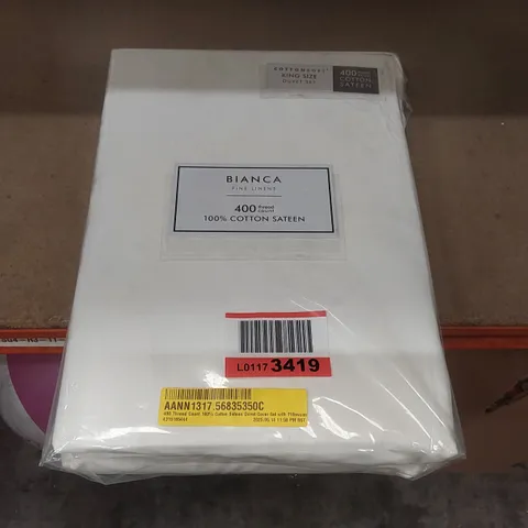 BAGGED 400 THREAD COUNT 100% COTTON SATEEN DUVET COVER SET WITH PILLOWCASE - KING SIZE