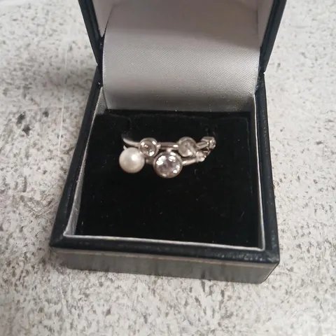 DIAMONIQUE 0.5CT TW PEARL BUBBLE RING STERLING SILVER 