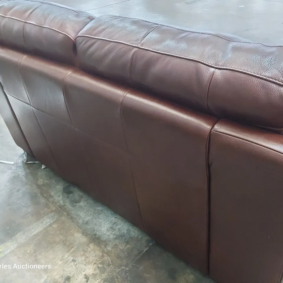 QUALITY ITALIAN DESIGNER PRATO TWO SEATER SOFA CHESTNUT LEATHER