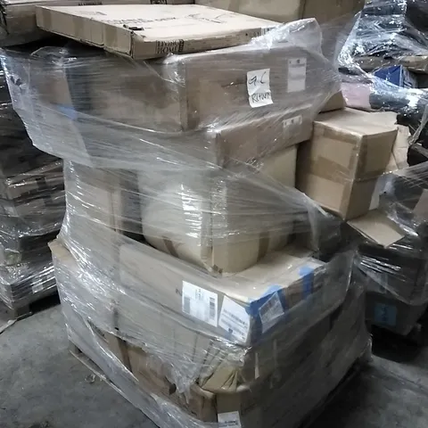 PALLET OF HOUSEHOLD ITEMS TO INCLUDE OFFICE CHAIR,  TELESCOPIC LADDER, FOLDABLE COMPUTER DESK AND OTHER ASSORTED ITEMS....