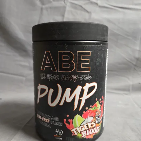 ABE PUMP ALL BLACK EVERYTHING PRE-WORKOUT SUPPLEMENT – TIGERS BLOOD, 40 SCOOPS 