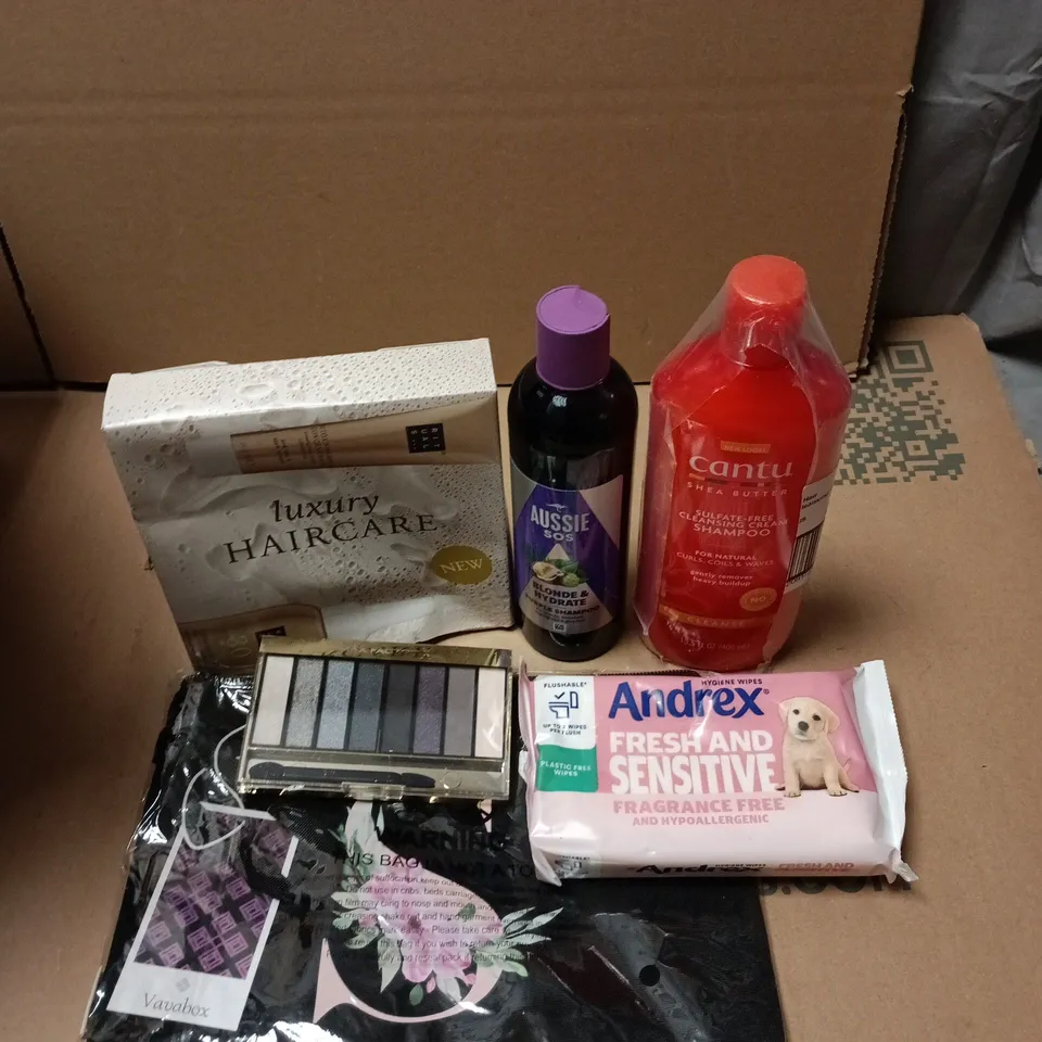 APPROXIMATELY 15 HEALTH AND BEAUTY PRODUCTS TO INCLUDE ANDREX TOILET TISSUE WIPES, RITUALS HAIR CARE SET AND A MAX FACTOR EYESHADOW PALETTE