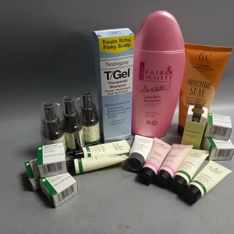 APPROXIMATELY 20 ASSORTED HEALTH AND BEAUTY PRODUCTS TO INCLUDE NEUTROGENA T/GEL THERAPEUTIC SHAMPOO, CHARLES WORTHINGTON MOISTURE SEAL LEAVE IN SHAMPOO, SUKIN ORIGINAL HYDRATING MIST TONER