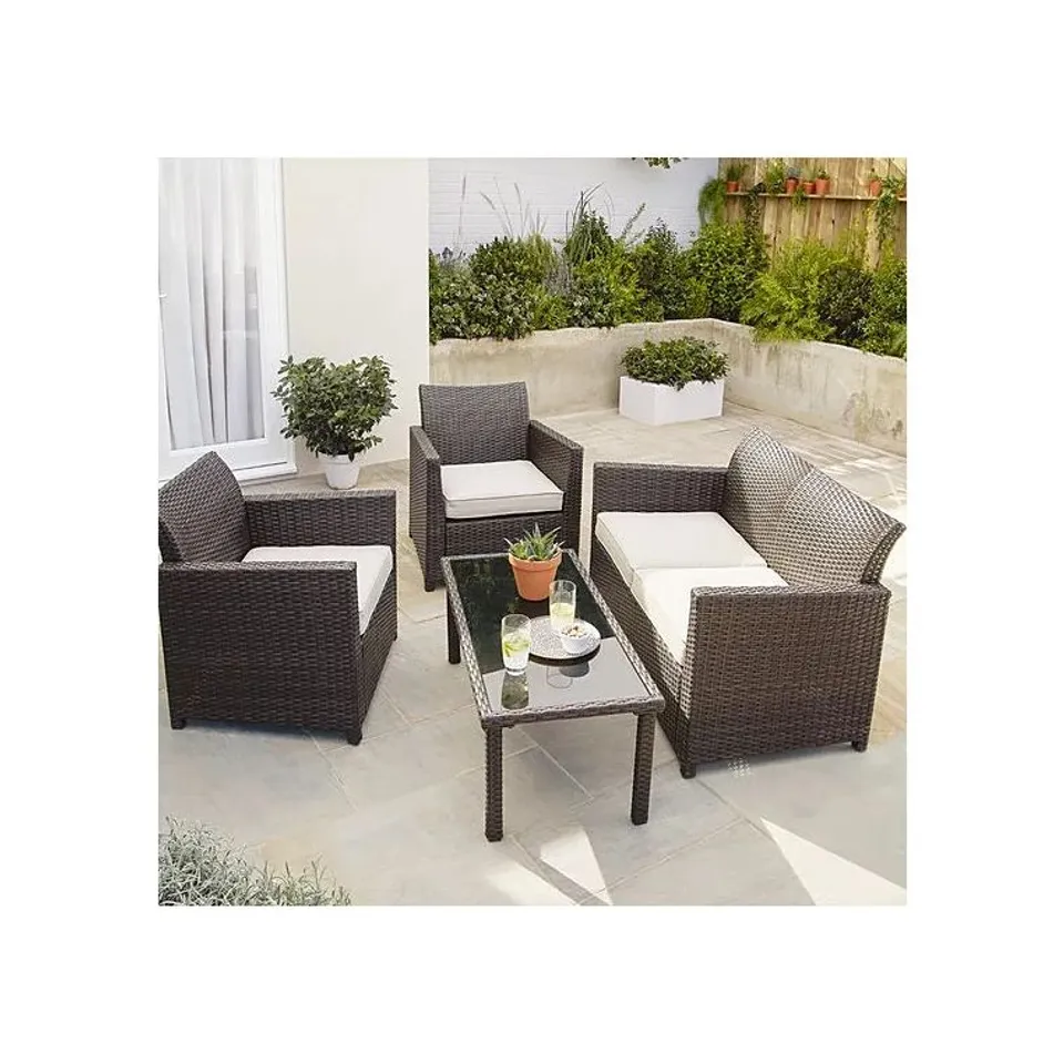 BRAND NEW BOXED JAKARTA BROWN RATTAN OUTDOOR SOFA SET 4 PIECE (1 BOX)