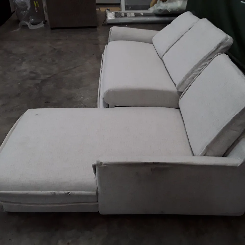QUALITY DESIGNER YURI 2-PIECE UPHOLSTERED CORNER SOFA WITH STORAGE - LIGHT GREY FABRIC