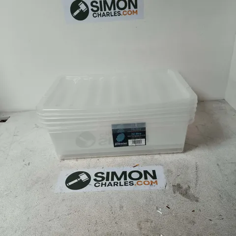 3X PREMIER STORAGE 32 LITRE UNDERBED STORAGE BOX WITH LID β CLEAR